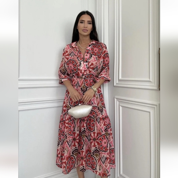 ❌️SOLD❌️ZARA PRINTED BELTED DRESS SIZE L - Picture 3 of 13